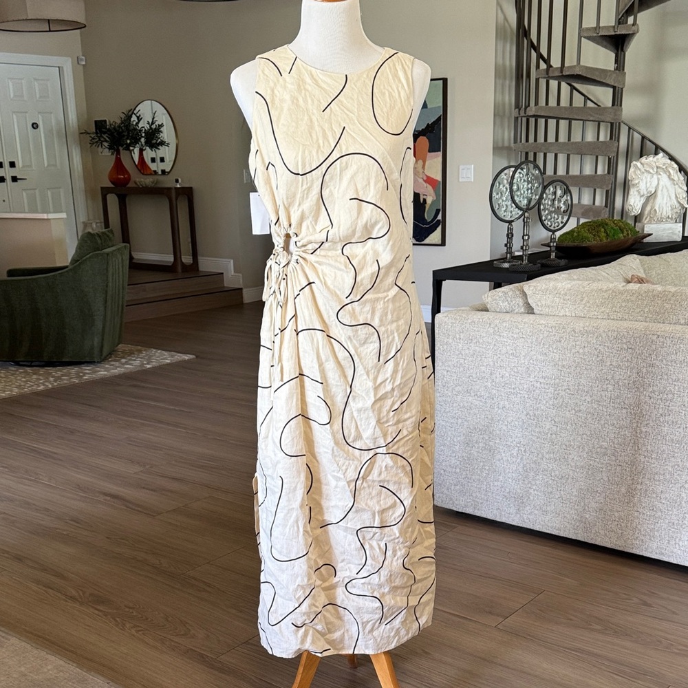 Abstract Patterned Cream Dress